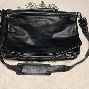 Tumi Black Leather Messenger Bag